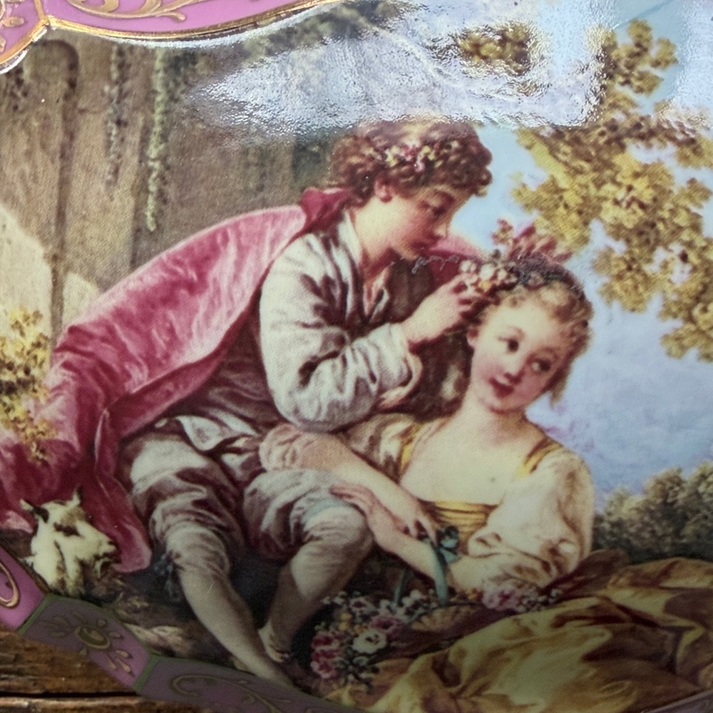 Vintage Large Andrea by Sadek Decorative Jewelry Box with Romantic Scene - Picture 2 of 14